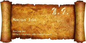 Nacsa Ida névjegykártya